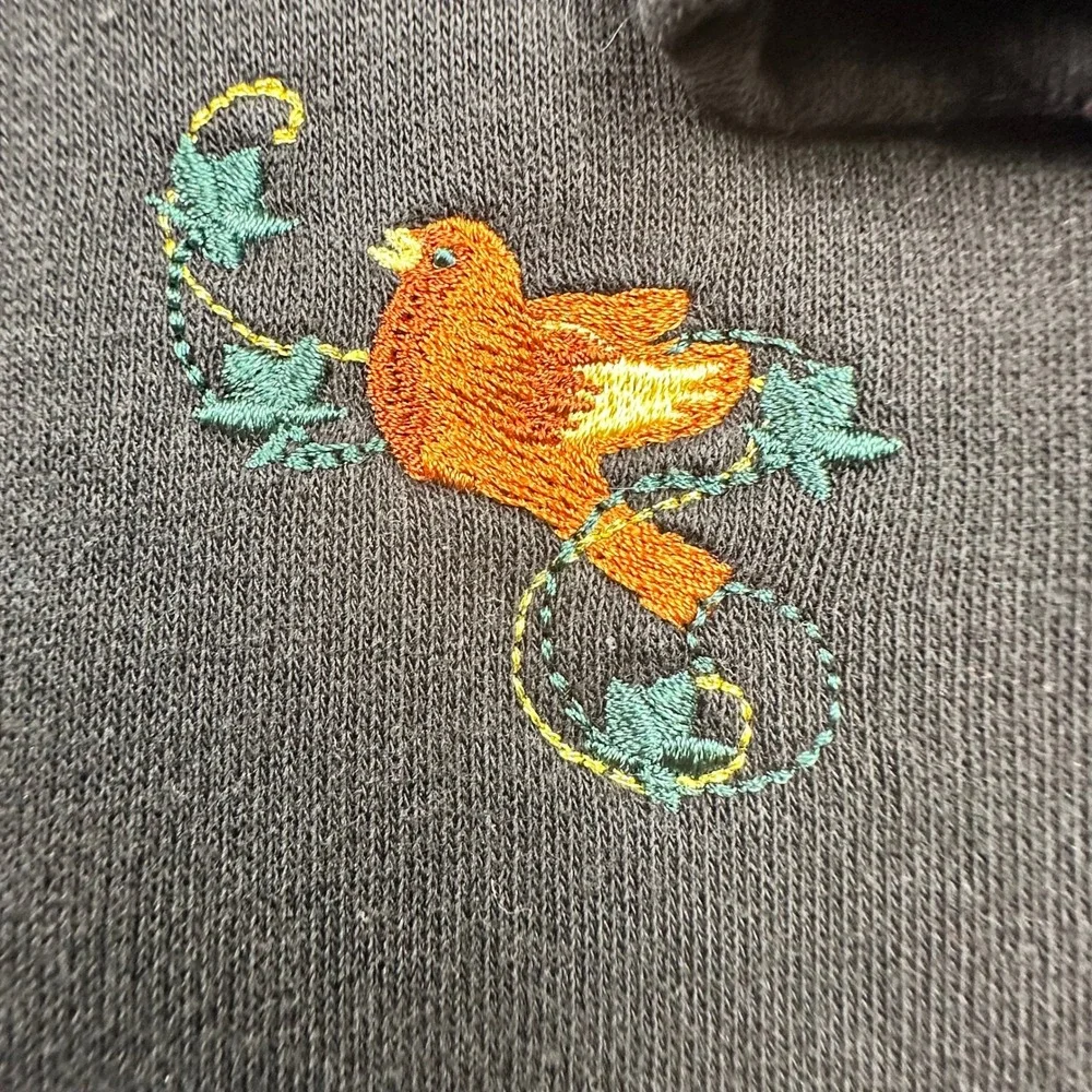Breckenridge Women's 3X Black Embroidered Birdhouse Leaf Cardigan Sweatshirt - Picture 14 of 15